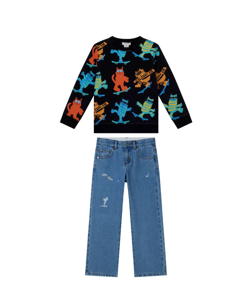 Stella McCartney - stylizacja jeansowa dla chłopca Skater Cats