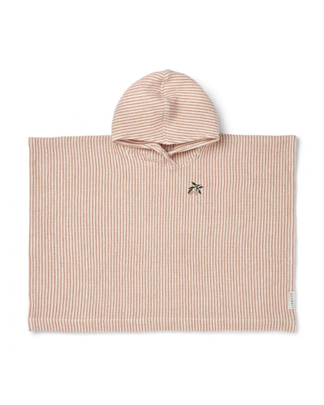 Liewood - ponczo kąpielowe z kapturem i haftem Paco stripe tuscany rose creme de la creme