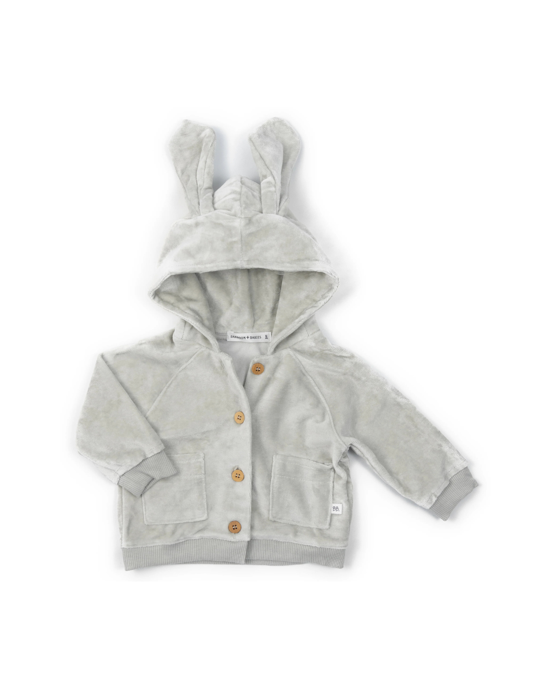 Bamboom - aksamitny kardigan z kapturem i uszami królika jasnoszary