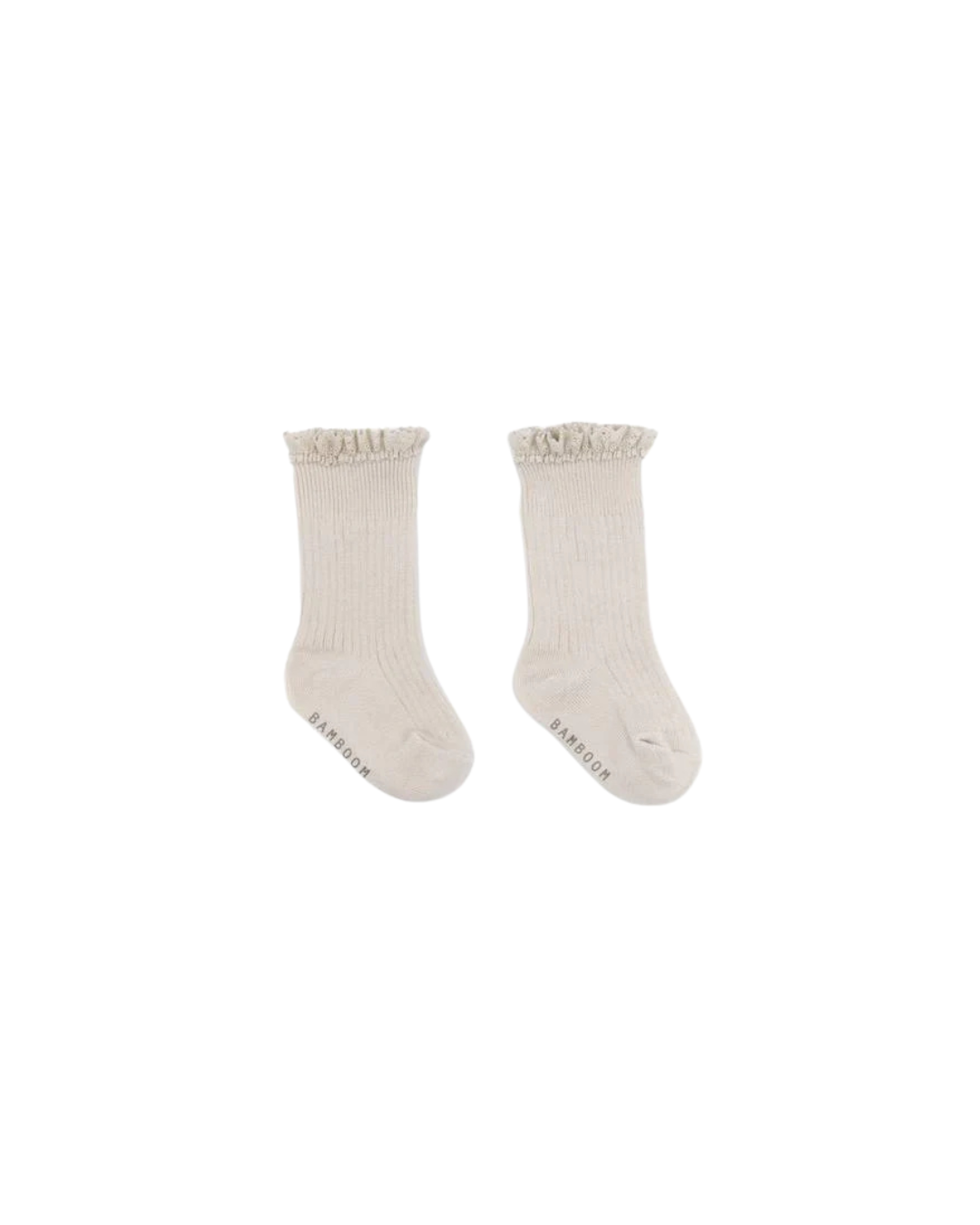 Bamboom - bambusowe skarpetki z koronką dla dziewczynki jasnoszare