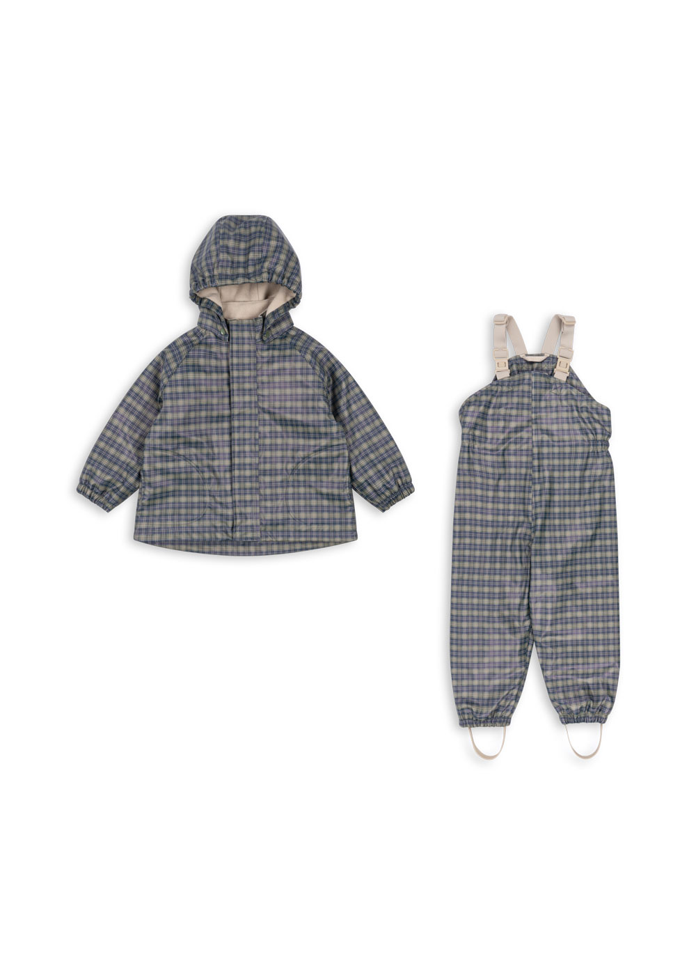 Konges Sløjd - zestaw przeciwdeszczowy Rainy Palme Set Laurel Blue Check