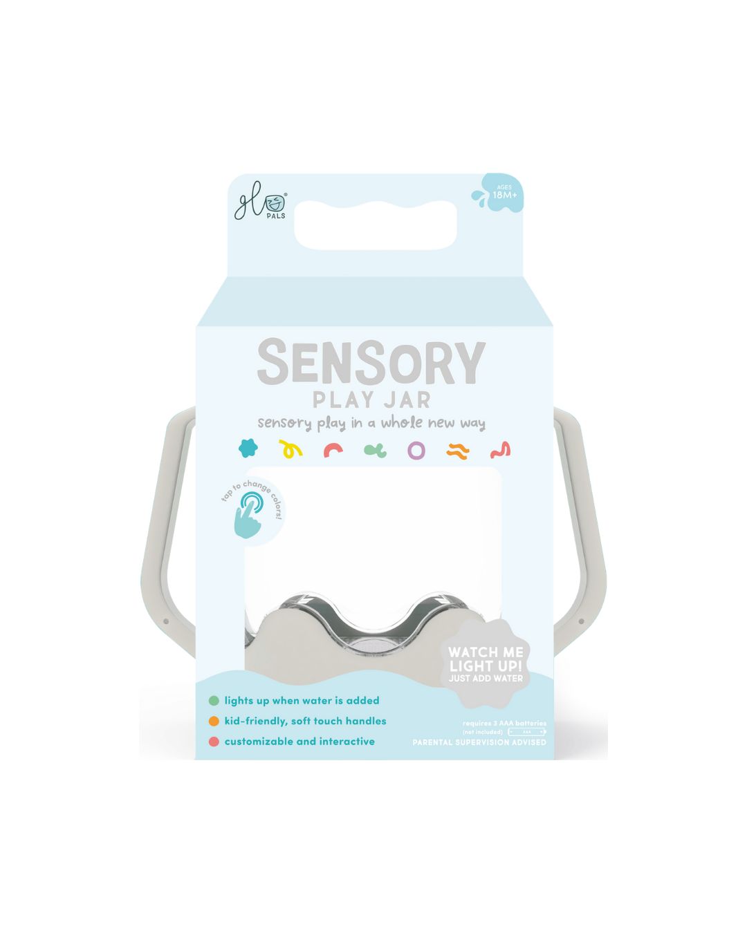 Glo Pals - słoik sensoryczny do napełnienia wodą szary