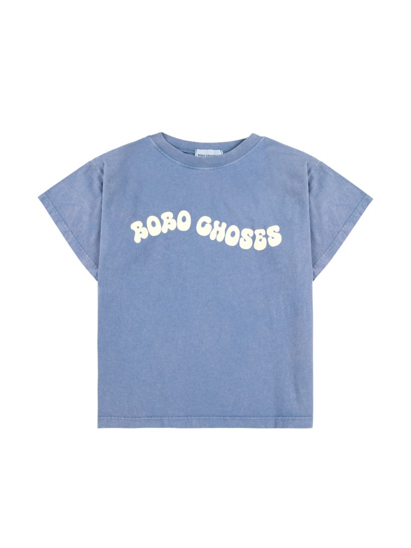 BOBO CHOSES - T-shirt dziecięcy z napisem Wavy Bobo Choses blue niebieski 
