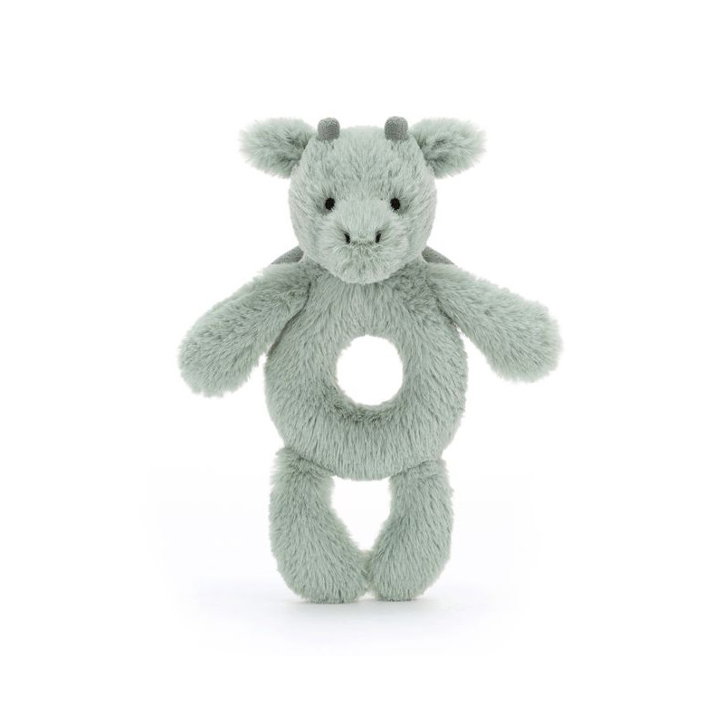 Jellycat - smok grzechotka miętowo - szara 18 cm