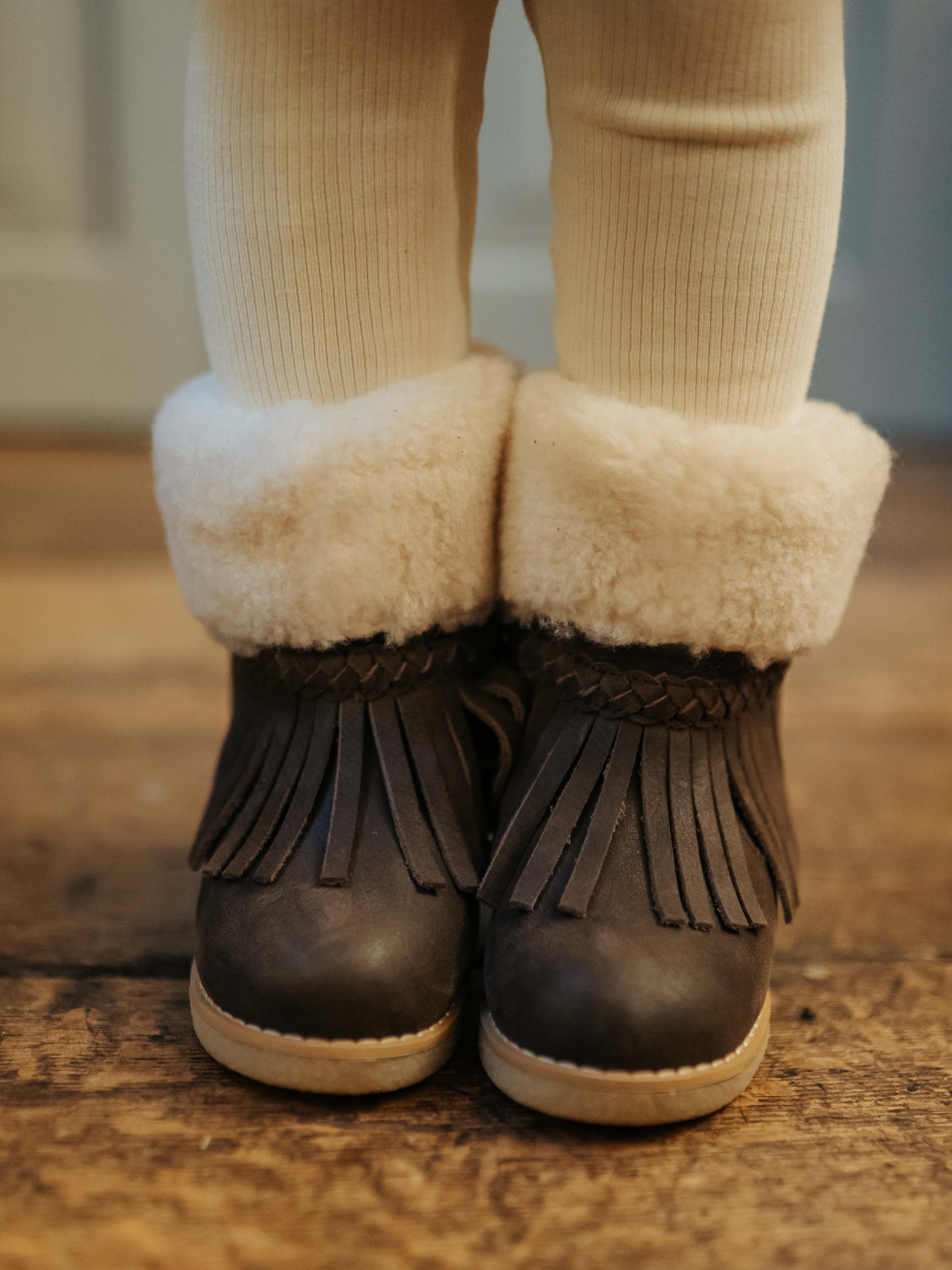 Donsje - buty dziecięce ocieplane Daffy Boots Dark Brown Leather