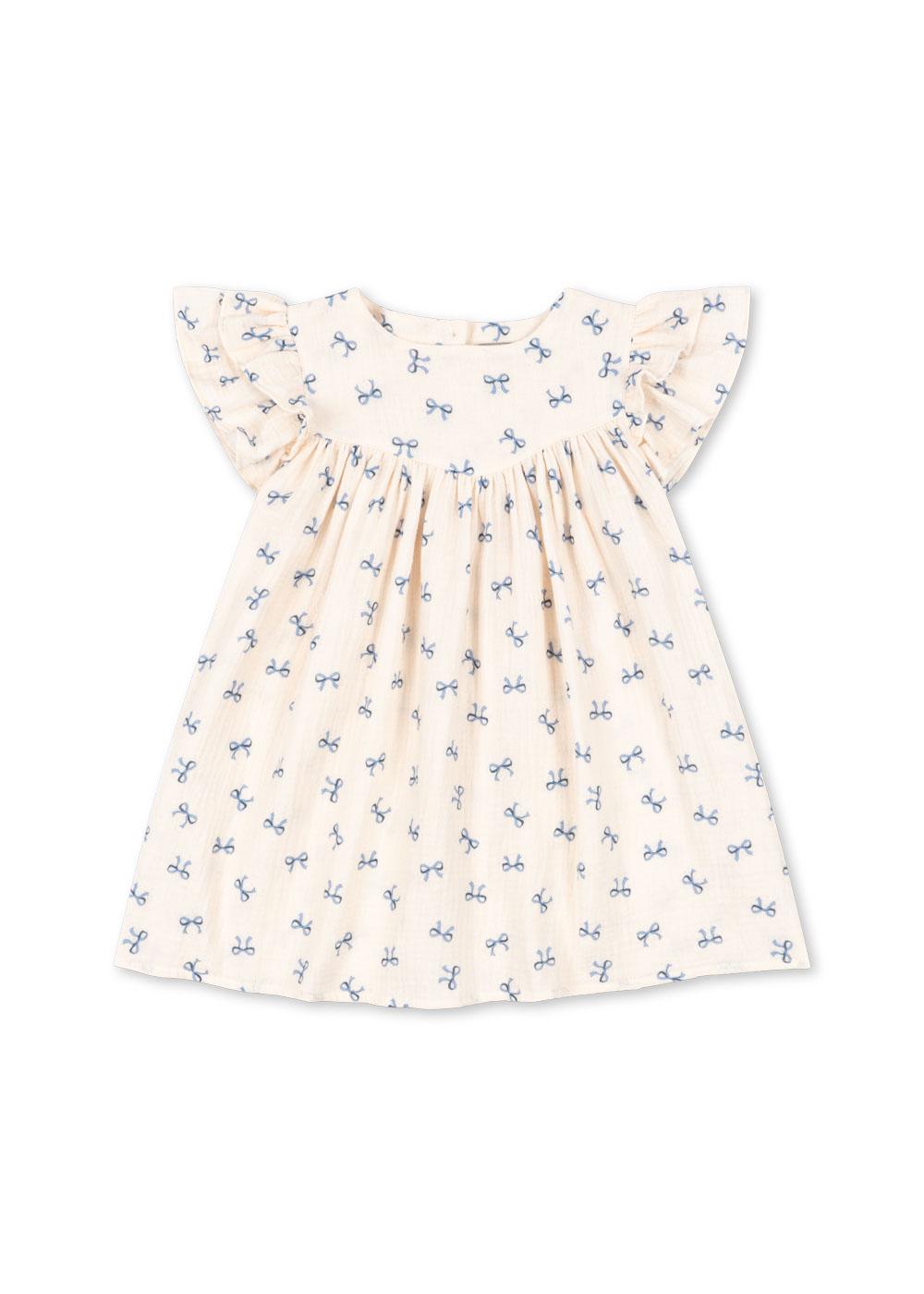 Konges Sløjd - muślinowa sukienka Coco Dress GOTS Bow Bleu