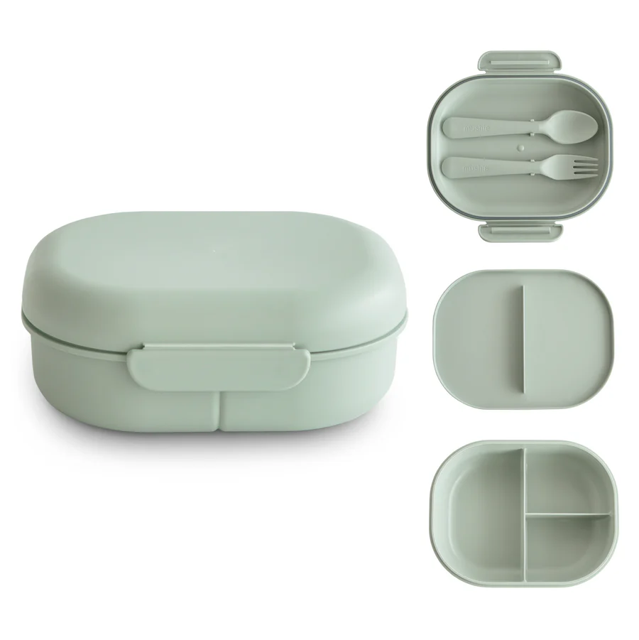 Mushie - lunchbox ze sztućcami Sage