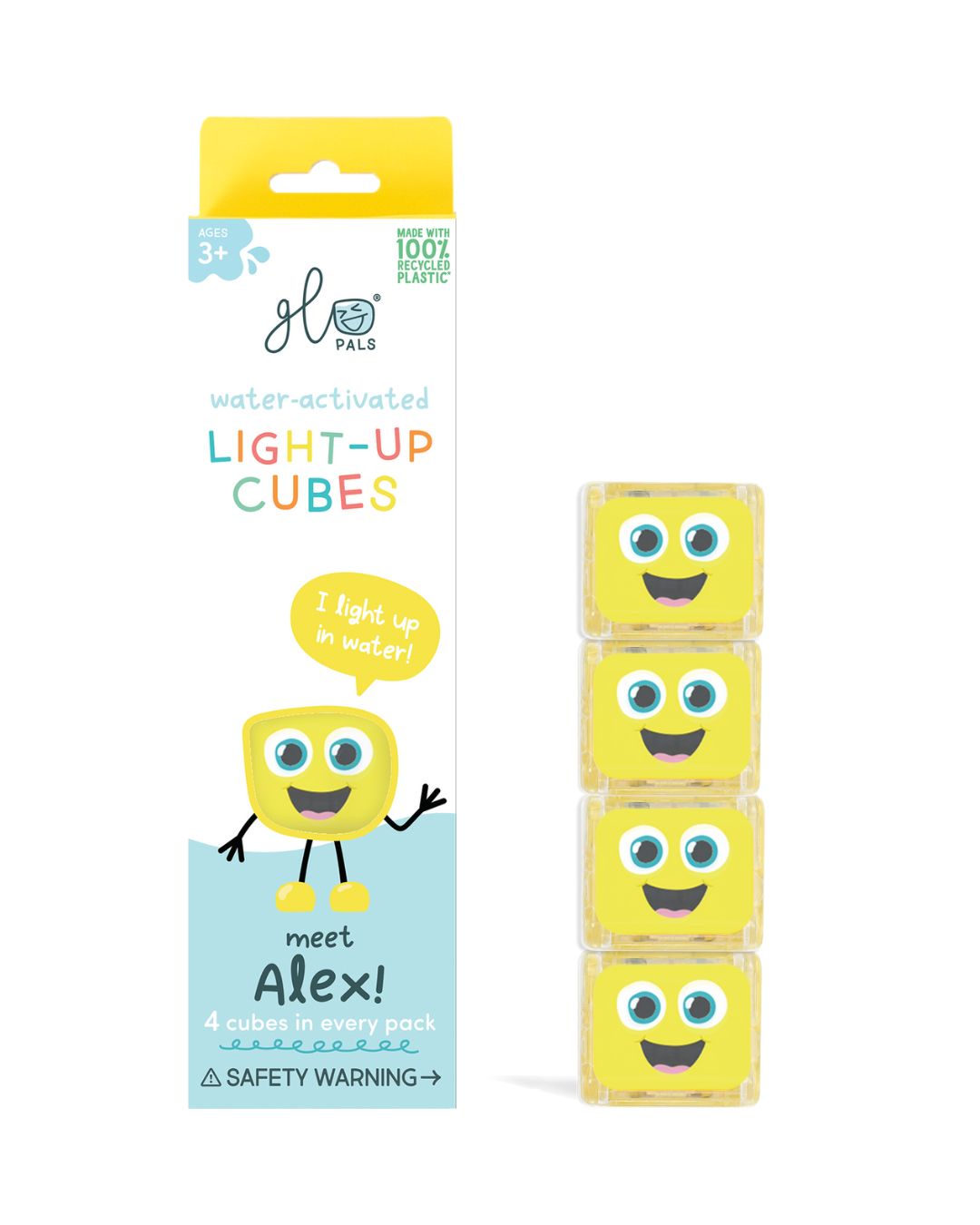 Glo Pals - zabawka do kąpieli żółte kostki sensoryczne świecące w wodzie Alex