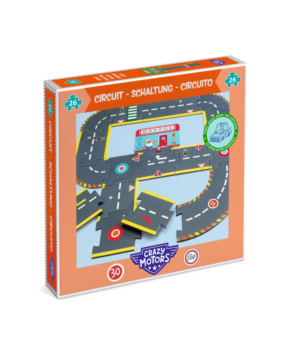 Djeco - puzzle kartonowe Ulice Crazy Motors