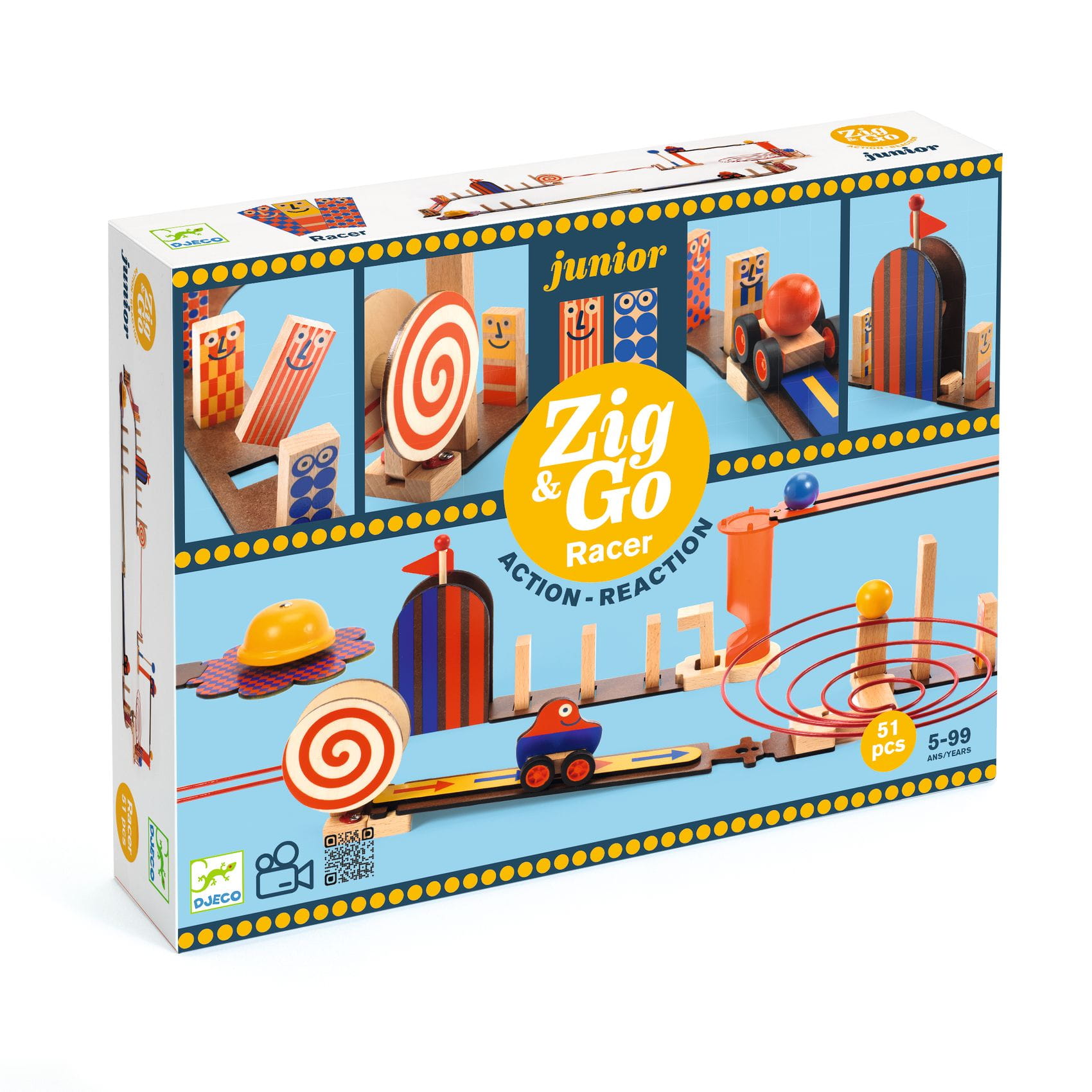 Djeco - zestaw drewniany dla dzieci Zig & Go 51 elementów