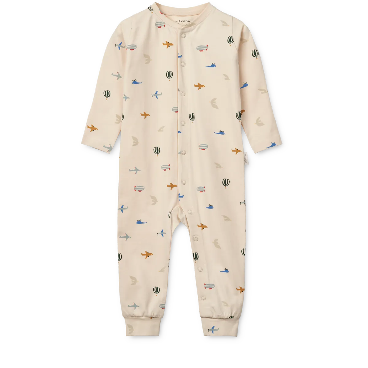 Liewood - pajacyk śpioszki niemowlęce Birk Printed aviator ecru
