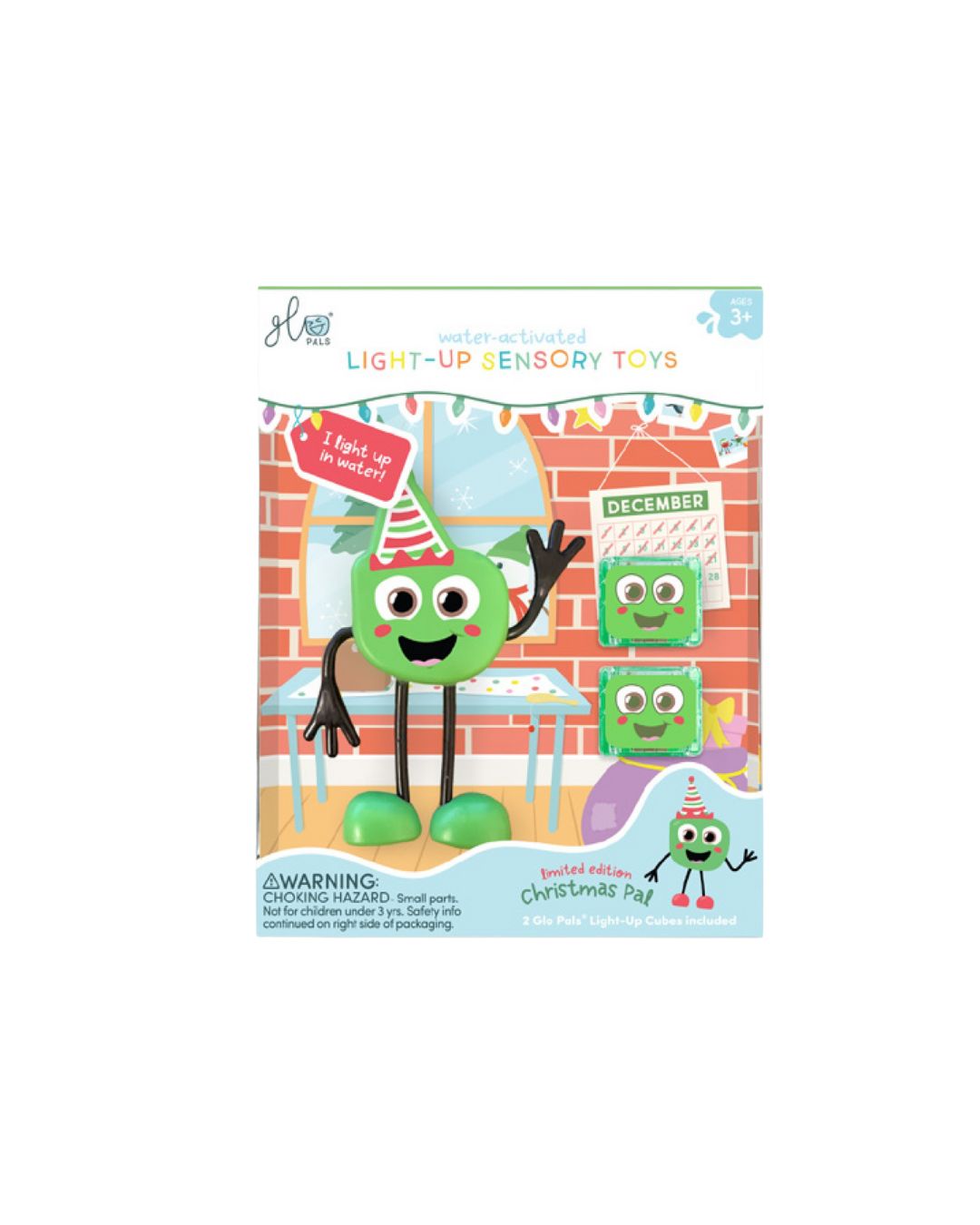 Glo Pals - figurka do kąpieli z dwiema kostkami sensorycznymi świecącymi w wodzie edycja świąteczna