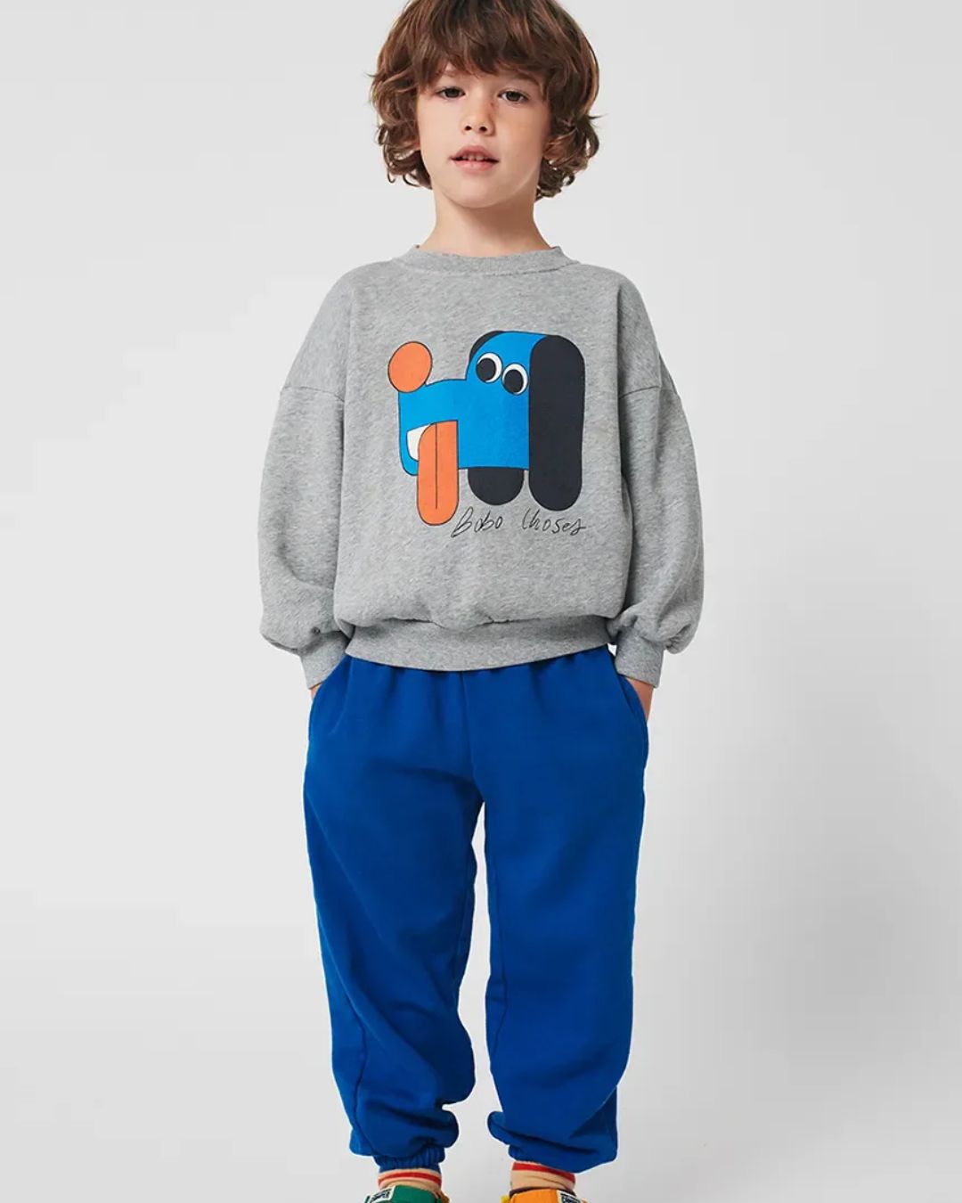 BOBO CHOSES - dziecięce spodnie dresowe Curve Jogging Pants niebieskie