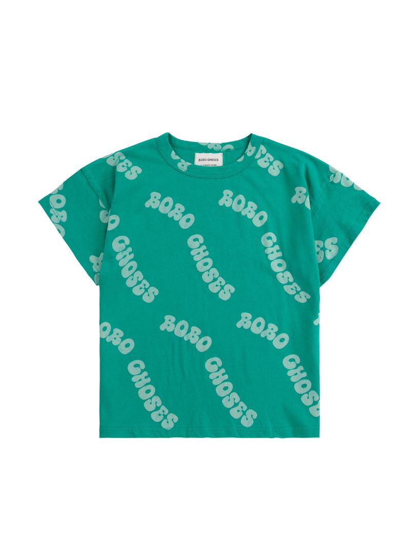 BOBO CHOSES - T-shirt dziecięcy z napisem Wavy Bobo Choses green zielony