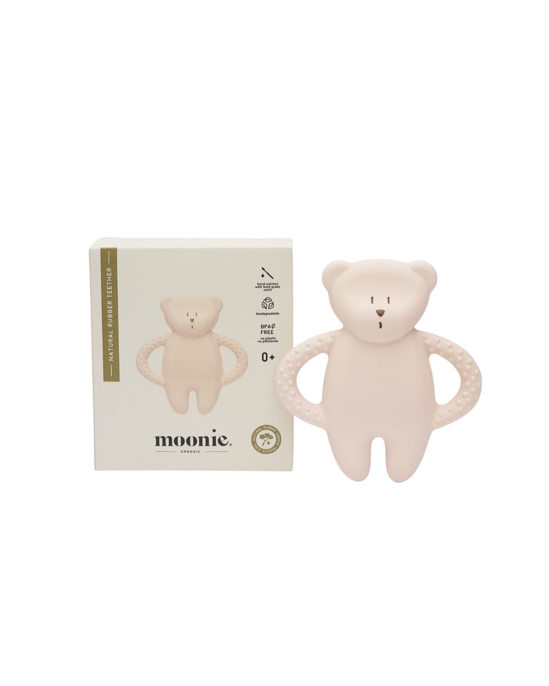 Moonie - gryzak niemowlęcy Miś z naturalnego kauczuku Rose