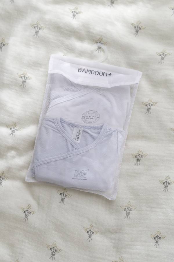 Bamboom - bambusowe body kopertowe z krótkim rękawem 2-pak (niebieskie i białe)