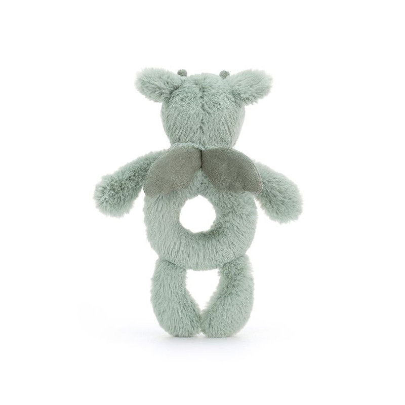 Jellycat - smok grzechotka miętowo - szara 18 cm