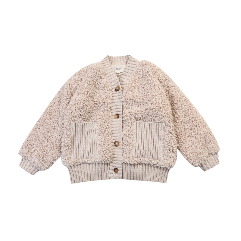 Donsje - kardigan dla malucha Olaan Soft taupe teddy