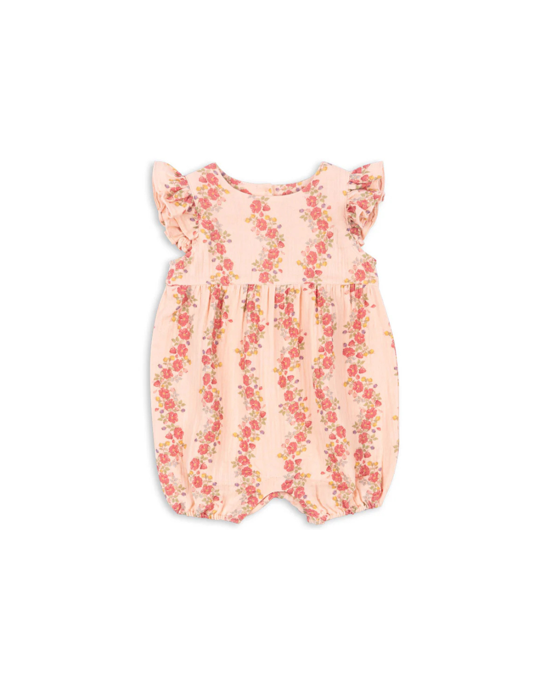 Konges Sløjd - rampers/kombinezon bawełniany niemowlęcy Coco Frill Romper GOTS Floria Pink Konges Sløjd - rampers/kombinezon bawełniany niemowlęcy Coco Frill Romper GOTS Floria Pink