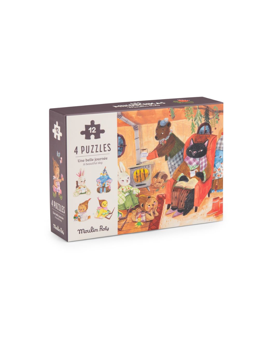 Moulin Roty - puzzle LES MINOUCHKAS 4 x 12 elementów