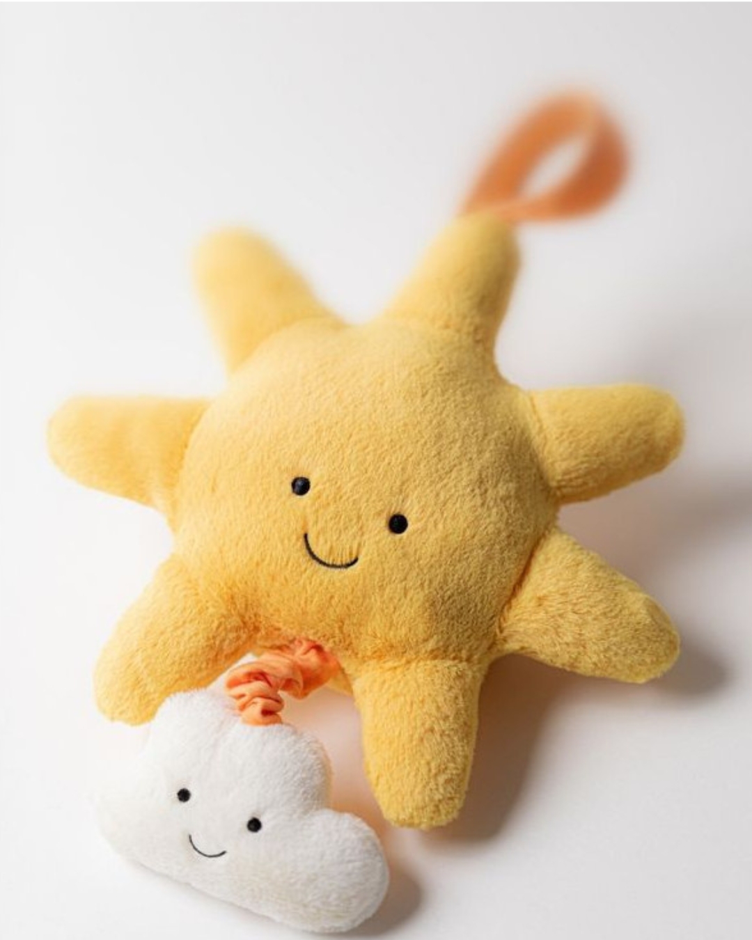 JellyCat - uśmiechnięte Słoneczko z Chmurką i Pozytywką Żółte 20 cm