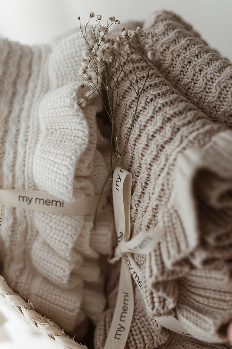 My Memi - kocyk bambusowy z falbanką 85x105 Light Beige