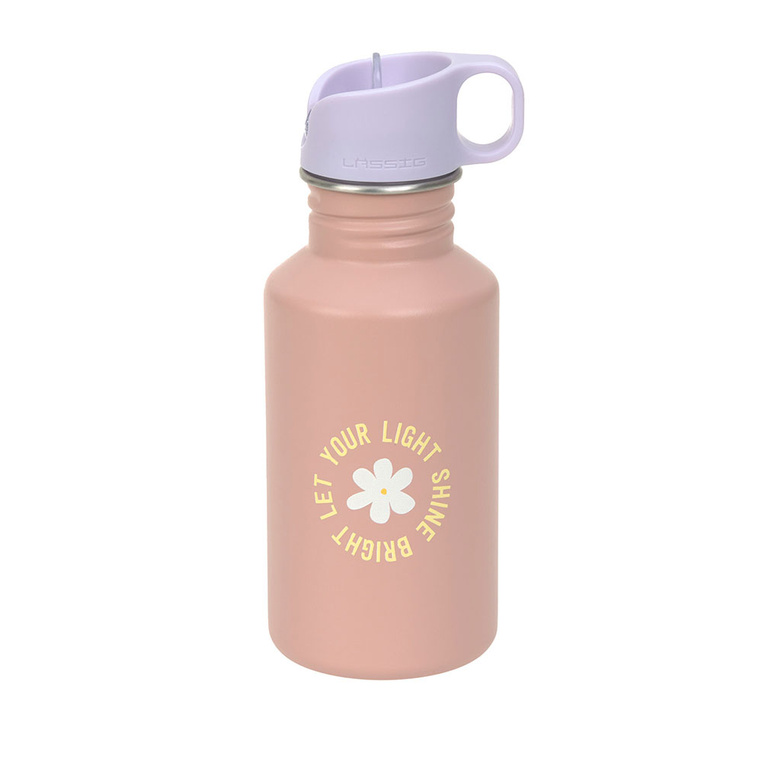 Lassig - bidon ze stali nierdzewnej z ustnikiem i uchwytem 500 ml Pattern Party Rose/Lilac