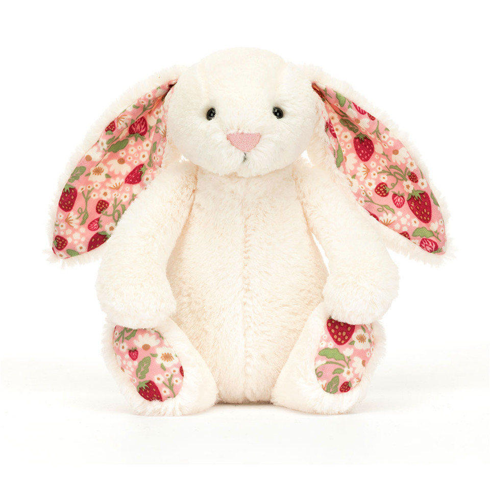 Jellycat - Króliczek z Kwiecistymi Uszami Kremowy "Berry" 18 cm