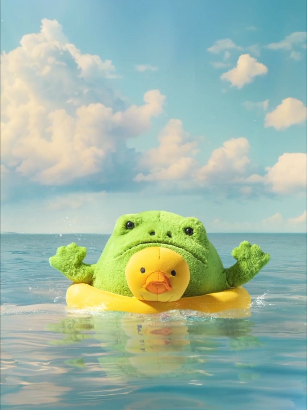 Jellycat - Deszczowa Żaba Ricky z Kaczuszką do Pływania 18 cm