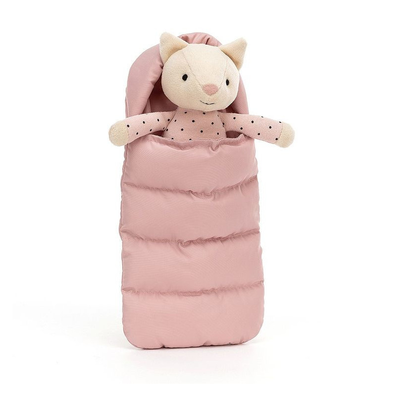 Jellycat - Kotek w Piżamce i Śpiworku Jasnoróżowym 23 cm