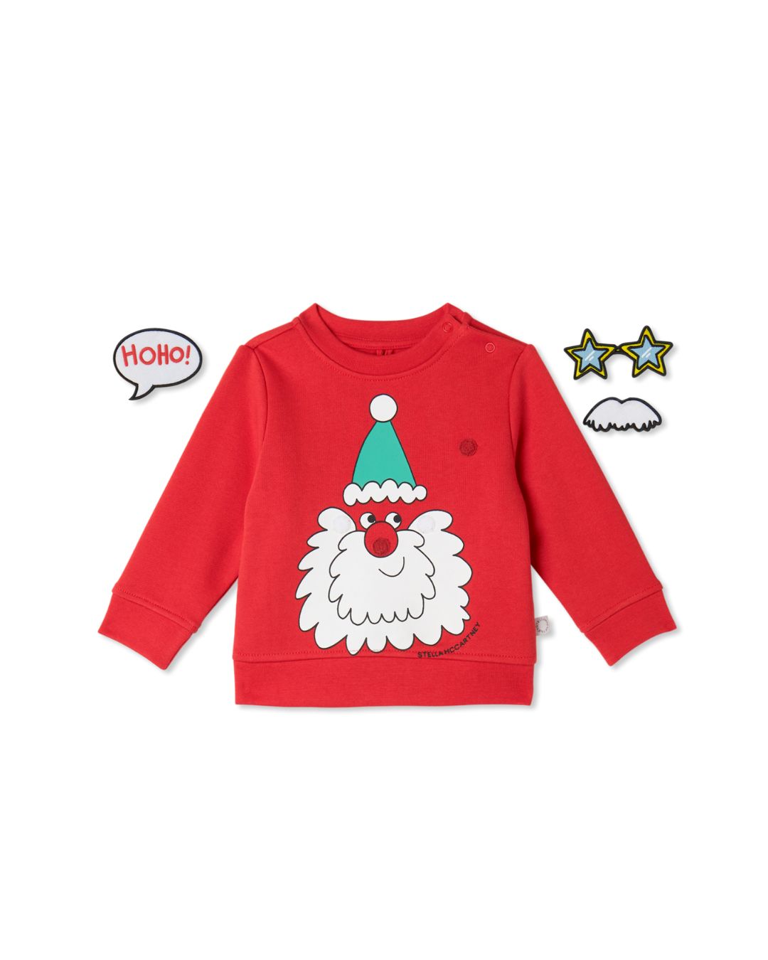 Stella McCartney - bluza bawełniana z nadrukiem Mikołaja i odpinanymi naszywkami Stella McCartney - bluza bawełniana z nadrukiem Mikołaja i odpinanymi naszywkami