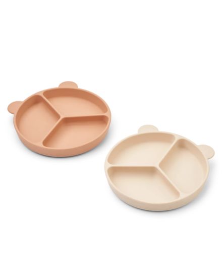 Liewood - talerzyki silikonowe z podziałkami Stacy Divider Suction Plate 2-Pack Tuscany Rose