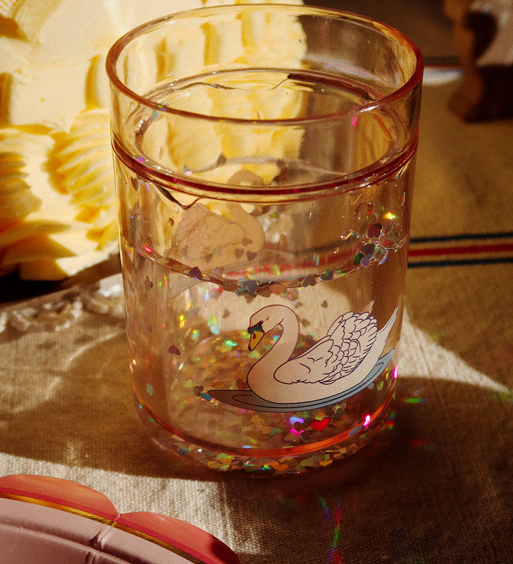 Konges Sløjd - kubek dla dziecka 2 sztuki Glitter Cups Swan Off White