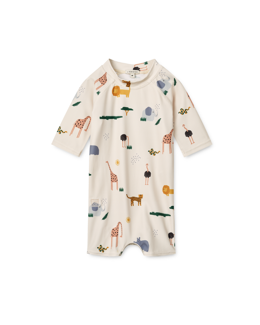 Liewood - kombinezon kąpielowy na krótki rękaw UV Thor Baby safari sandy mix