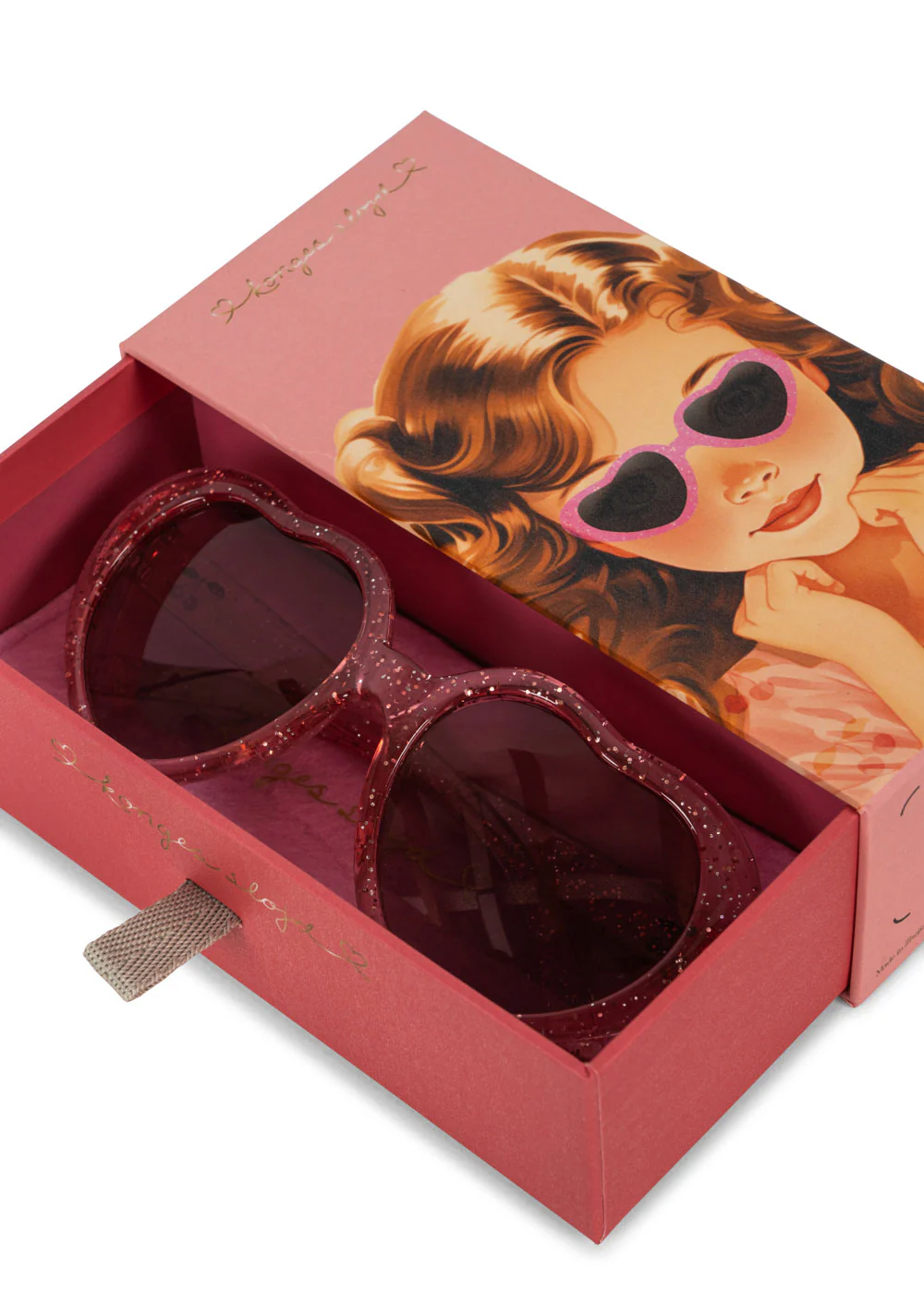 Konges Sløjd - okulary przeciwsłoneczne serduszka Junior Heart Cherry Glitter