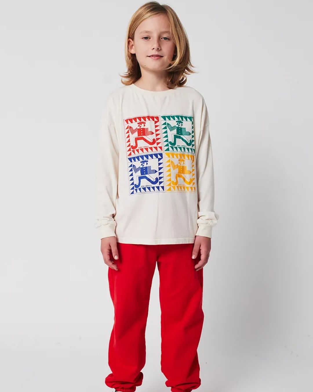 BOBO CHOSES - dziecięce spodnie dresowe Curve Jogging Pants czerwone