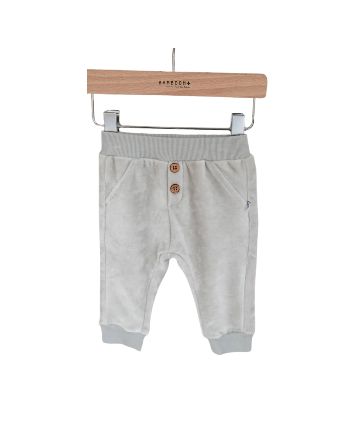 Bamboom - aksamitne spodenki ze ściągaczami jasnoszare