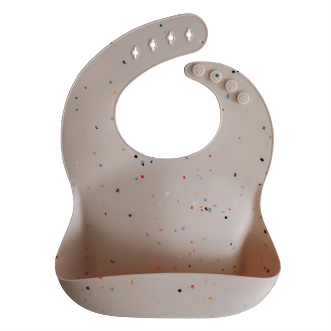 Mushie - śliniak silikonowy z kieszonką Vanilla Confetti