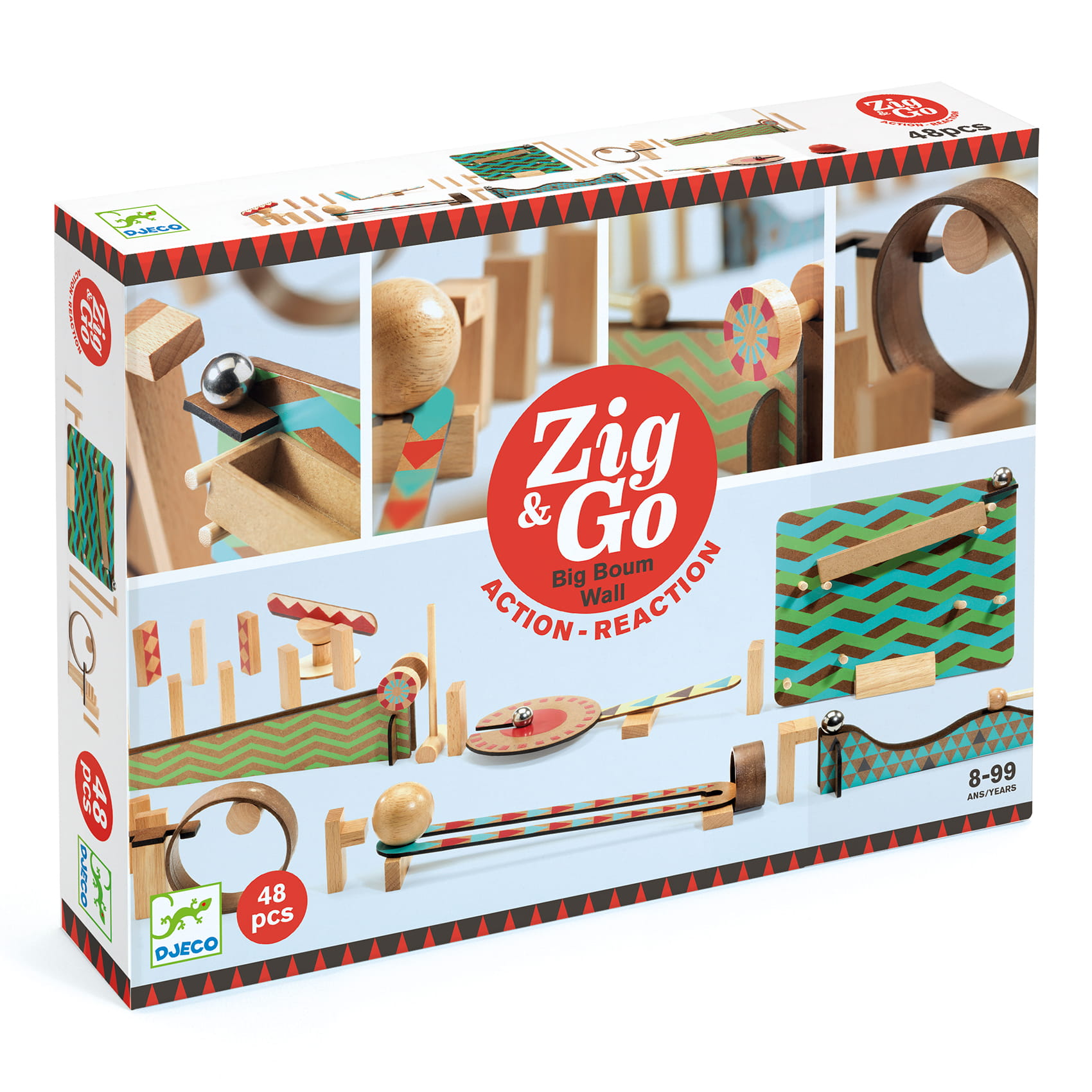 Djeco - zestaw drewniany dla dzieci Zig & Go - 48 elementów