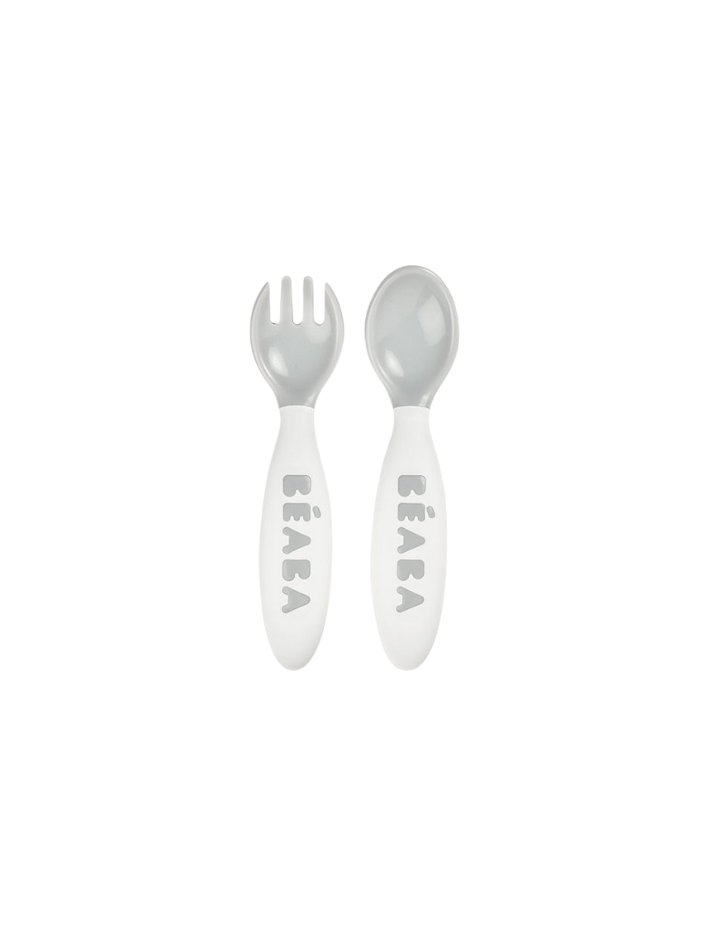 Beaba - sztućce plastikowe w etui Grey