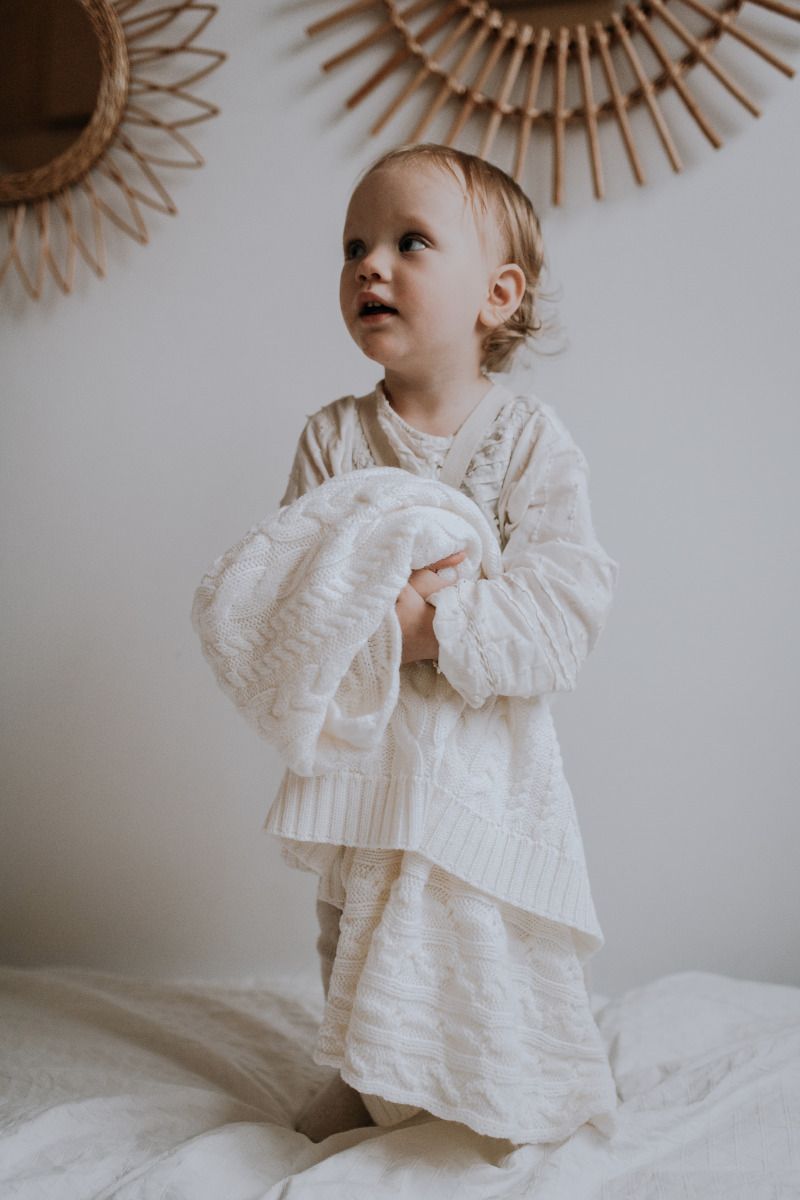 My Memi - Kocyk warkocz ze 100% wełny merino premium collection