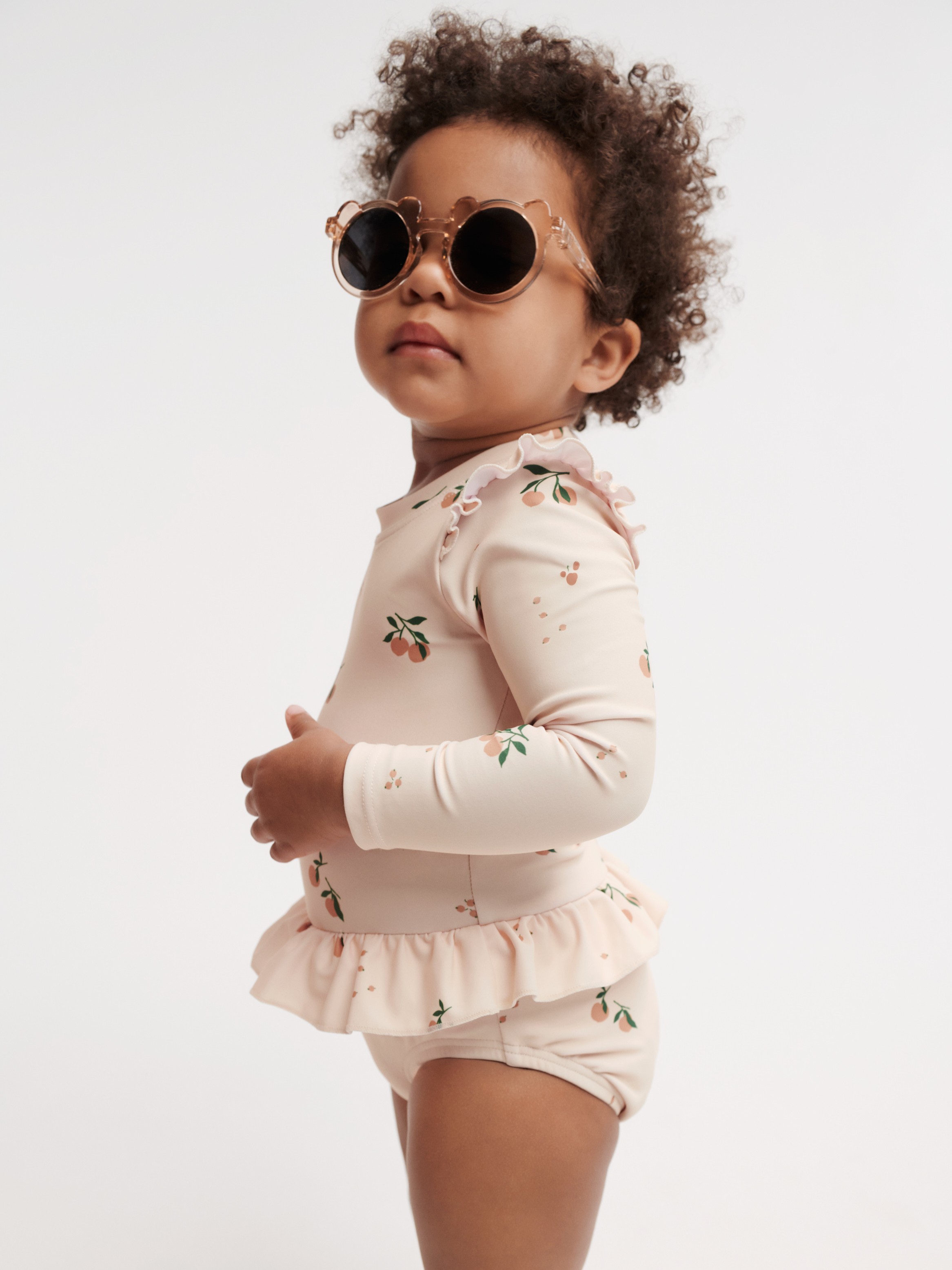 Liewood - kostium kąpielowy z nadrukiem i długim rękawem UV Sille Baby peach sea shell