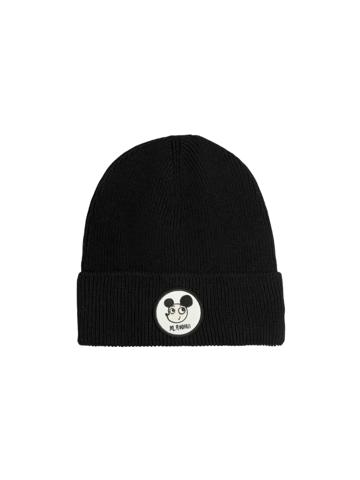 Mini Rodini - czapka beanie z naszywką Ritzratz czarna