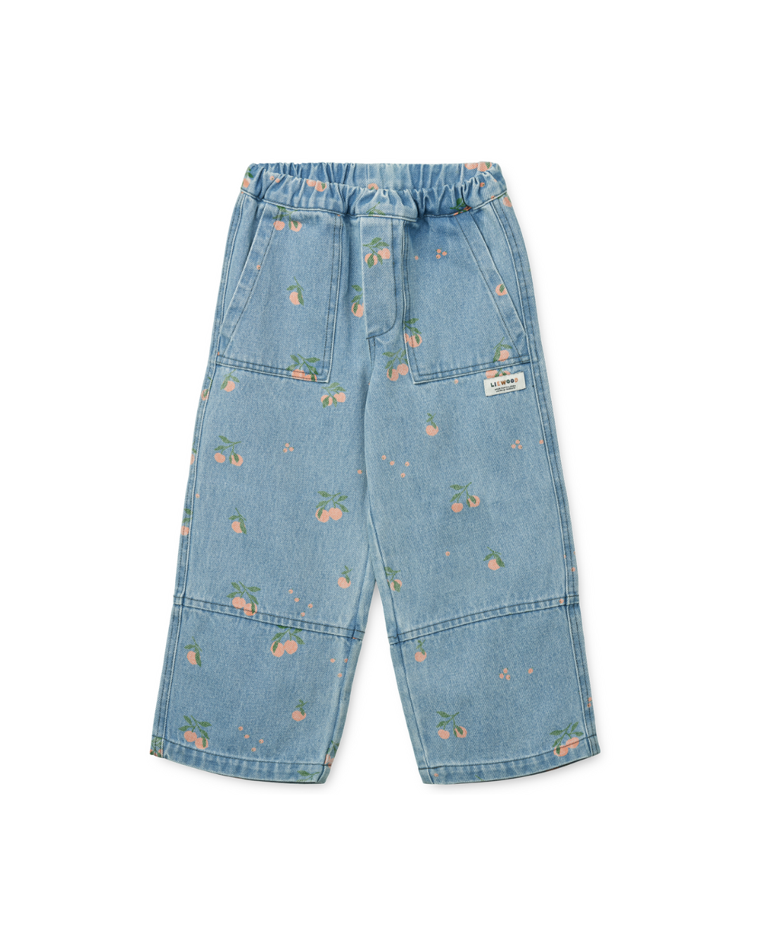 Liewood - spodnie jeansowe z nadrukiem Cesar light blue denim peach