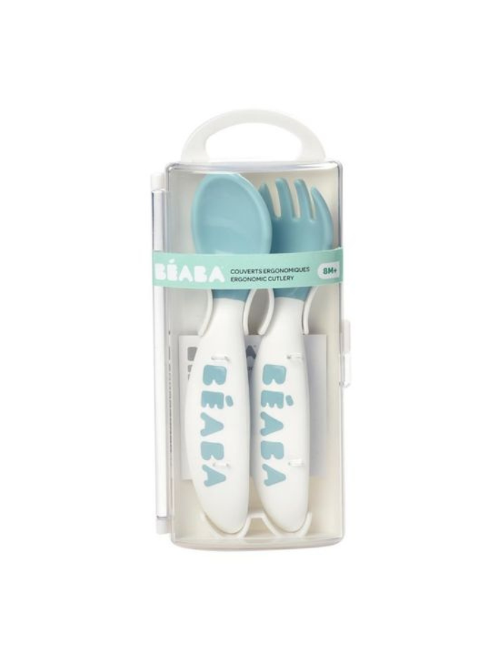 Beaba - sztućce plastikowe w etui Blue