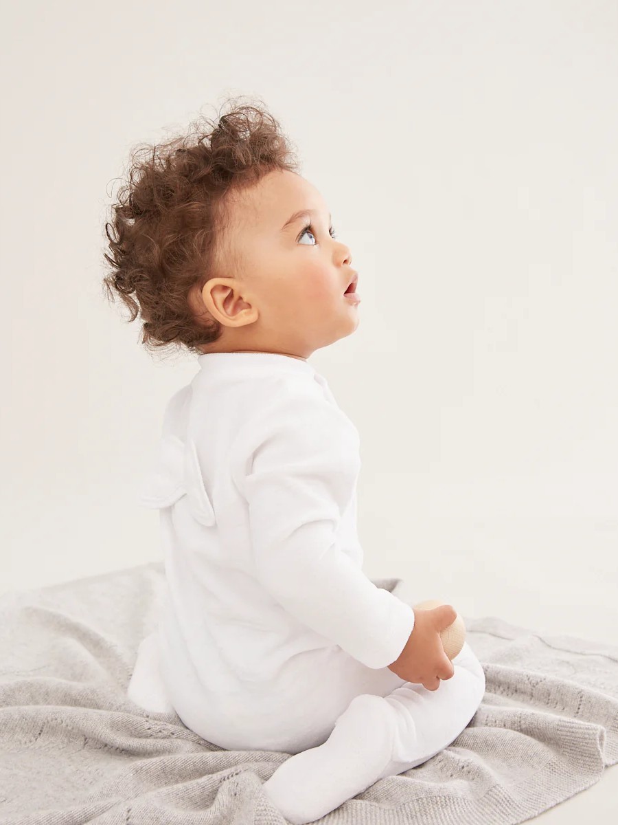 Pajacyk niemowlęcy Marie-Chantal Angel Wing Pointelle Biały Pajacyk niemowlęcy Marie-Chantal Angel Wing Pointelle Biały