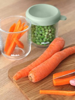 Beaba - zestaw pojemników słoiczków szklanych z zamknięciem 2 x 250 ml Sage Green-Gazelle