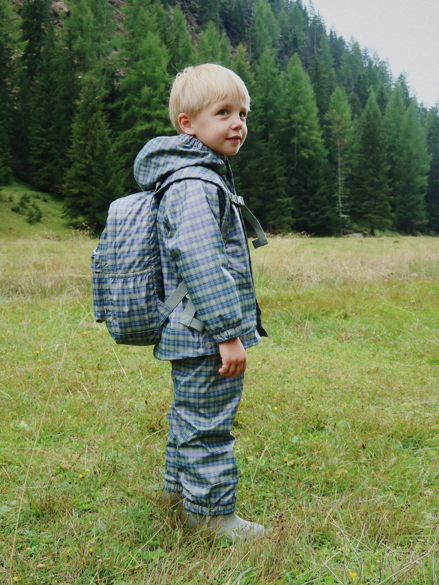 Konges Sløjd - plecak Rainy Kids Backpack Midi Laurel Blue Check
