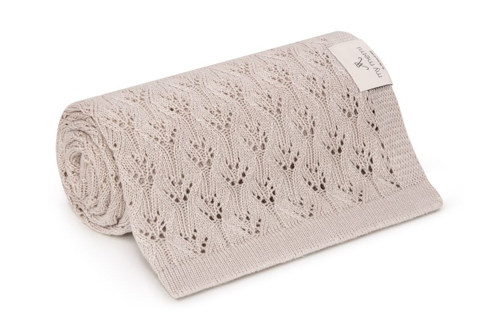 My Memi - ażurowy kocyk bambusowy 80x100 Light Beige