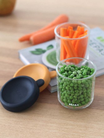 Beaba - zestaw pojemników słoiczków szklanych z zamknięciem 2 x 250 ml Night Blue Honey